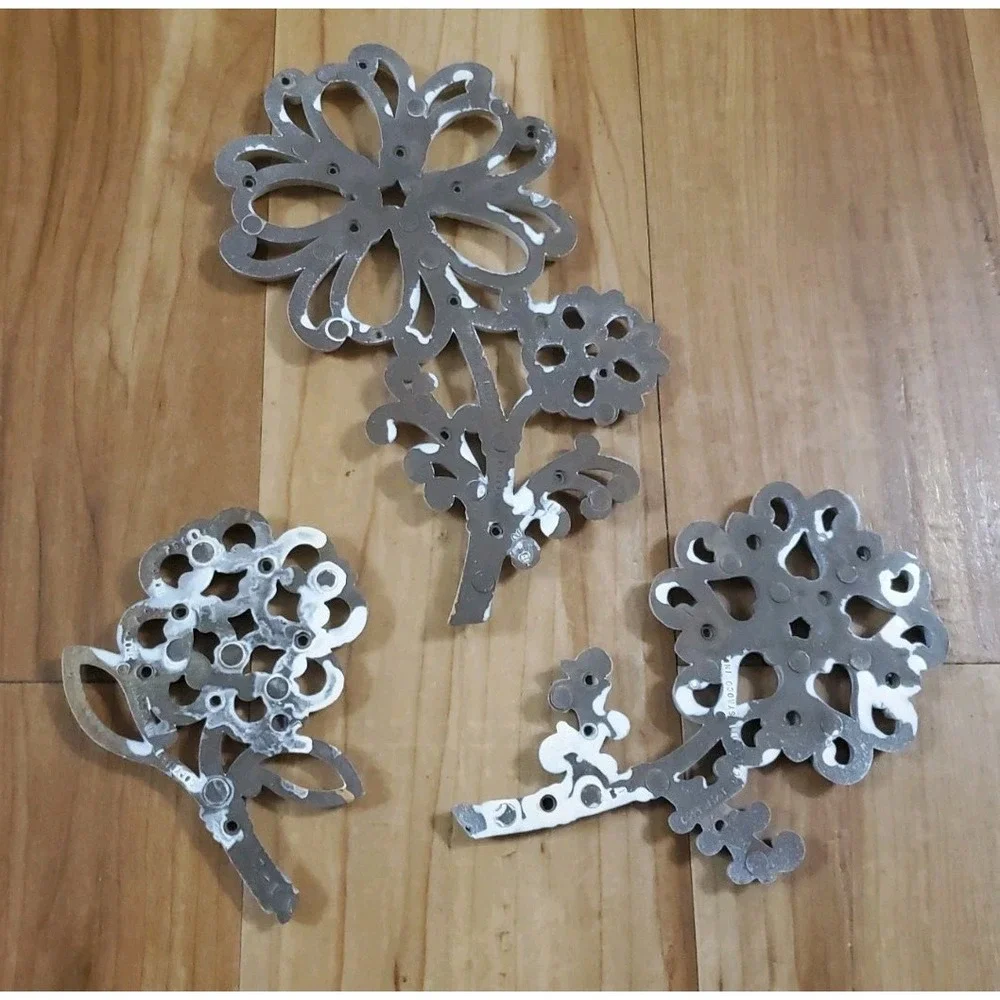 Vintage Homco Wall Decor White Floral Syroco Plaques 7360 Set of 3